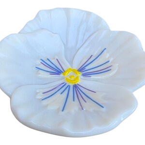 Handmade Fused Glass Pansy Bowl: Floral Cottagecore Decor