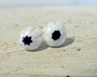 Fused Glass Earrings, Flower Earrings, Post Earrings, Stud Earrings, Gift Jewelry, Millefiori Earrings