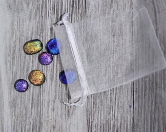 Handmade Dichroic Glass Cabochons for Jewelry and Mosaics - Set of 6