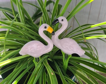 Fused Glass Flamingo Garden Stake: Pink Bird Yard Art