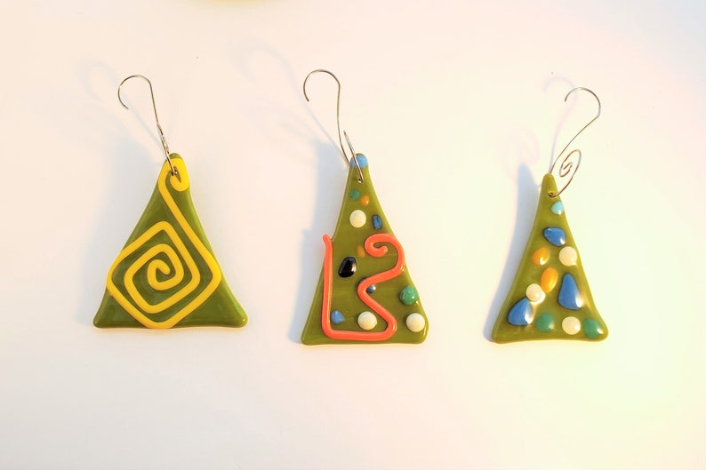 make your own Set of 3 fused glass Christmas ornaments  fused image 0