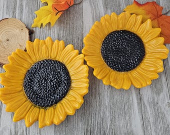 Fused Glass Sunflower Dish: Handmade Trinket Bowl, Candle Holder