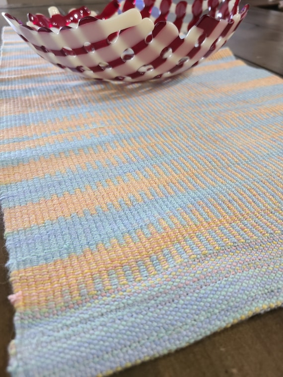 Hand Woven Cotton Table Runner: Rustic Farmhouse Centerpiece (26x12 in)