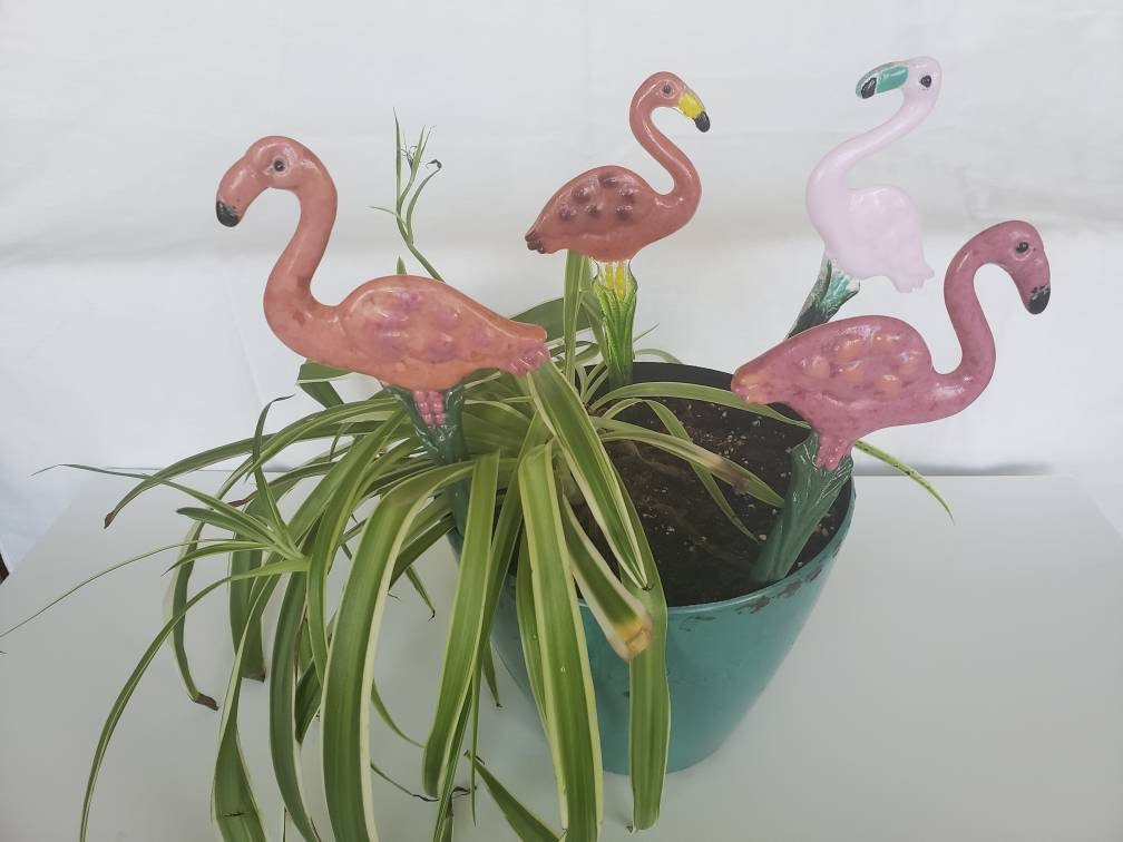 Geschmolzenes Glas rosa Flamingo Garten Pfähle. | Etsy