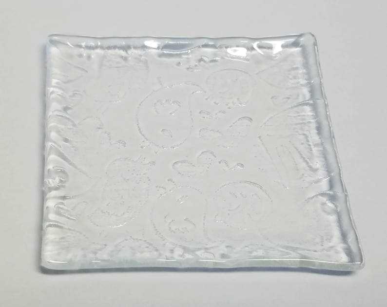 Small Fused glass candle votive  trinket or ring dish  clear image 0