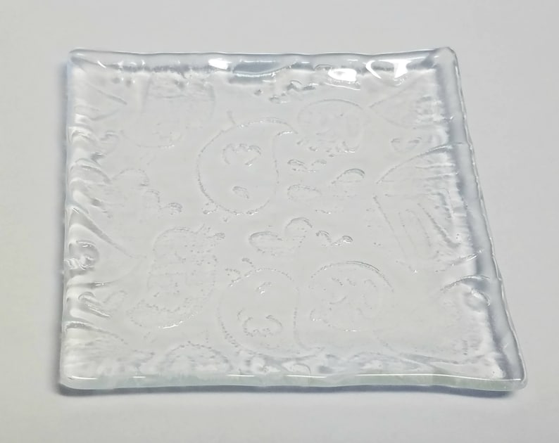 Small Fused glass candle votive  trinket or ring dish  clear image 0