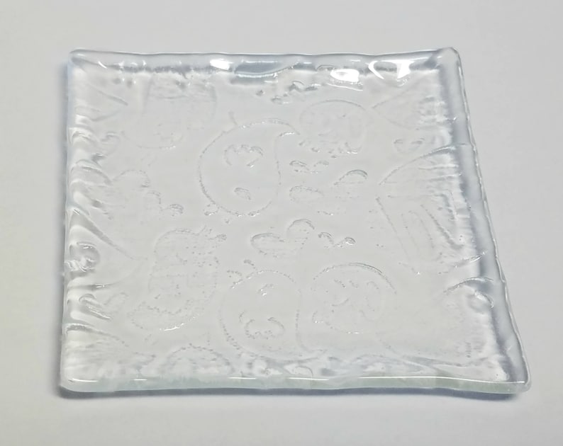 Small Fused glass candle votive  trinket or ring dish  clear image 0