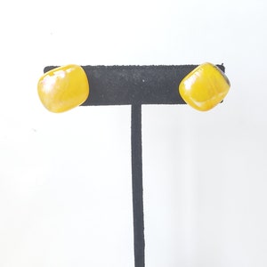 Yellow Glass Earrings, Fused Glass Stud Earrings, Post Earring Set, image 3