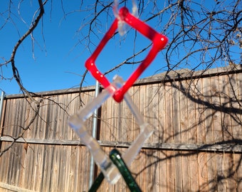 Glass Wind Spinners, Fused Glass Art, Rain Chain for Garden, Suncatcher for Windows, Gift for the Home,