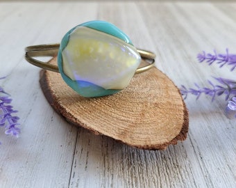 Glass Cuff Bracelet, Fused Glass Bracelet, Glass Bracelet for Women, Jewelry Bracelet Gift,