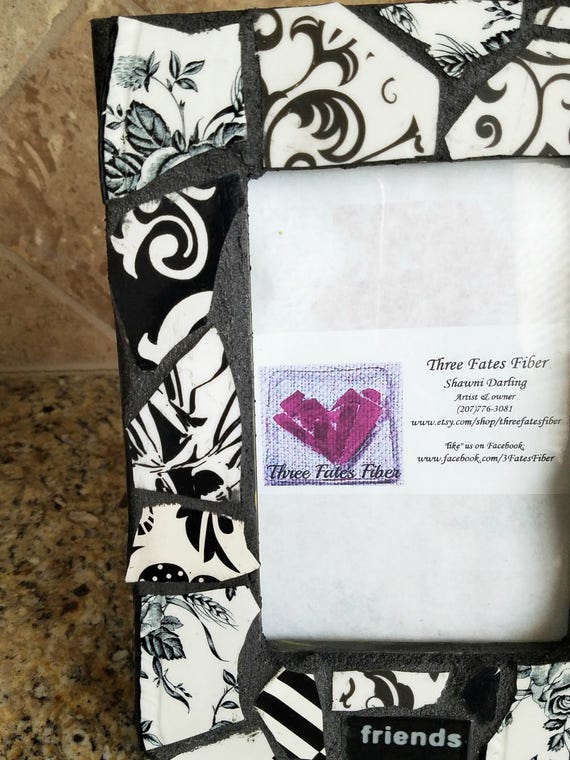 mosaic picture frame black and white china picture frame 4 Etsy