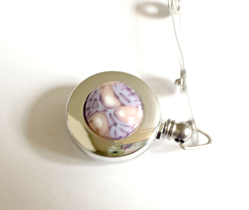 Fused glass badge reel  badge reel  ID tag reel  ID badge  image 0