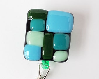 Fused glass badge reel - ID badge