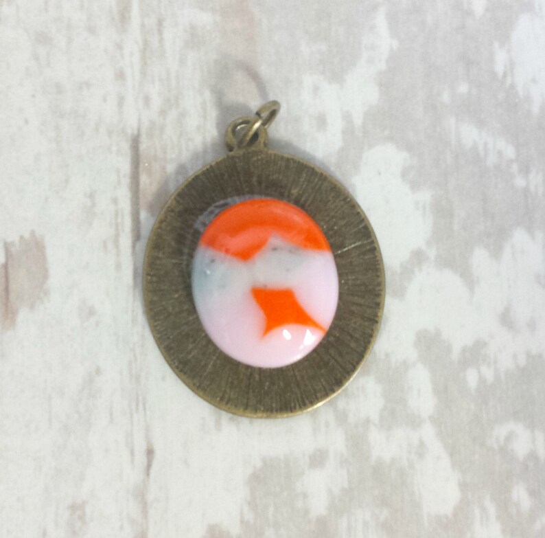 Fused glass key chain  chase the sunset   key chain  orange image 0