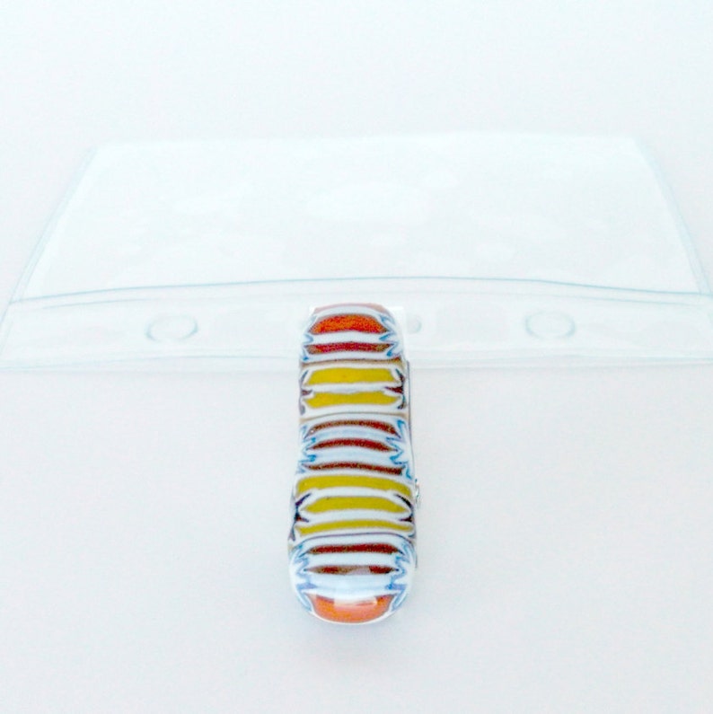 Fused glass Plastic ID Badge holder w/Metal Clip  fused glass image 0