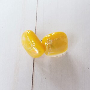 Yellow Glass Earrings, Fused Glass Stud Earrings, Post Earring Set, image 5