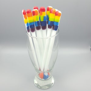 Glass swizzle sticks, Fused glass coffee stirrers, drink stirrers, cocktail stick, Rainbow stir sticks, coffee bar decor, 8 in image 3