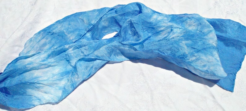 silk scarf handpainted gradient blue image 0