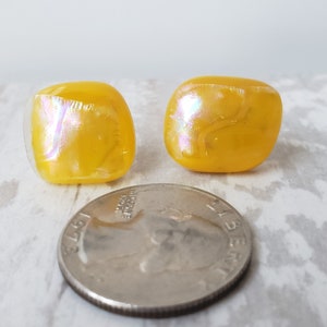 Yellow Glass Earrings, Fused Glass Stud Earrings, Post Earring Set, image 10