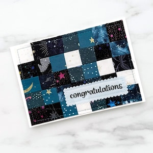 carte de félicitations, carte de remise des diplômes, carte de courtepointe en patchwork pour diplômé, carte souvenir en tissu pour la fin de l'année, carte atteindre les étoiles
