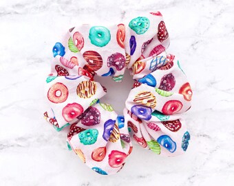 donut scrunchie, cotton scrunchie sleepover party favour, pastel hair accessories for girls, spring scrunchie for kids, loot bag filler
