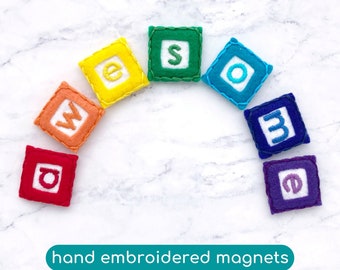 awesome magnets set, cute fridge magnets with words, rainbow magnets for board, positivity gift for teens, notice board magnet, unique gift