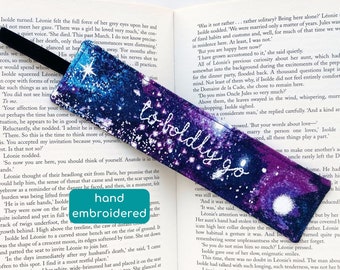 to boldly go fabric bookmark with quote, galaxy bookmark, reading gift for bookworms, science fiction gift, space bookmark, bookish gift