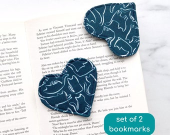 heart bookmark, fabric corner bookmark, cute cat bookmark, reading gifts, book nerd gift for book lover, bookworm gift for cat lover, kids