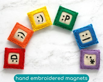 emoticon magnet set, cute fridge magnets, notice board magnet, nerdy gifts for him, decorative magnets, geeky gifts for easter, rainbow gift