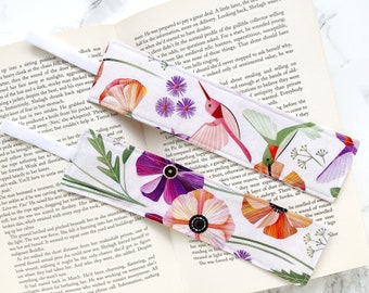 poppies fabric bookmark, floral bookmark, reading gifts for women, book nerd gift for book lover, bookworm gift for librarians, bookish gift