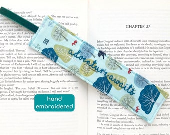 adventure awaits fabric bookmark with quote, embroidered bookmark, reading gift for bookworms, bookish gift for kids book gifts for teachers