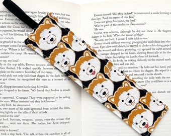 shiba inu bookmark, dog lover fabric bookmark, bookish gift for dog mom, reading gift, bookworm gift for teacher, book gift for dog person