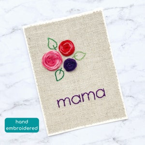 carte de maman, carte de fête des mères, carte d'anniversaire pour maman, carte brodée à la main pour mère, carte unique en son genre pour maman, carte florale rose rouge