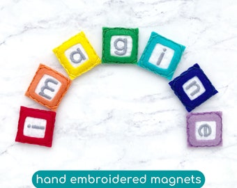 imagine magnet set, positivity gift for her, cute fridge magnets, notice board magnets with words, decorative magnets for board, unique gift