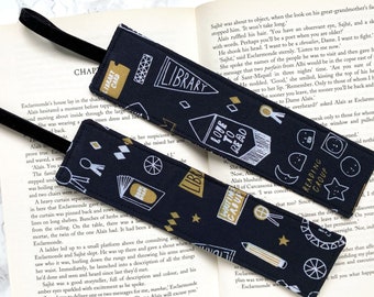 book club fabric bookmark, book themed bookmark, reading gifts for women, book nerd gift for book lover, bookworm gift for librarians