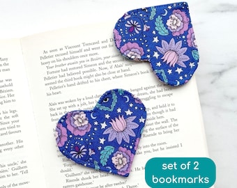 oracle fabric heart bookmark, fabric corner bookmark, reading gifts, book nerd gift for book lover, bookworm gift for mom, book club gifts