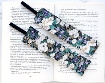 fuji blossoms fabric bookmark, japanese floral bookmark, reading gift for teacher, book nerd gift for book lover, bookworm gift bookish gift