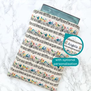 music book sleeve, fabric book pouch for music lovers, musical gift for bookworm, bookish gift for reader, piano teacher gift, bookish gift