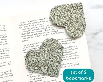 flower heart bookmark, fabric corner bookmark, floral bookmark, reading gifts, book nerd gift for book lover, bookworm gift, book club gifts