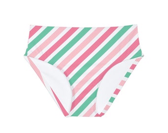 Watermelon Stripe Girls' Hipster Swimsuit Bottom (AOP)