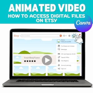 LAPTOP SCREEN ANIMATION - how to find digital download - etsy listing video - navigating etsy video -