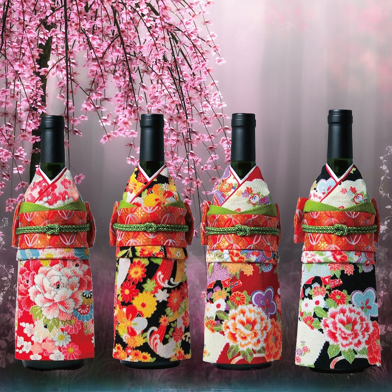 Japanese Robe Styles Kimono Wine Bottle - Etsy