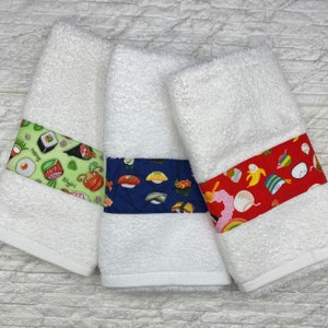 Absorbent Kitchen Towels, Bathroom Hand Towels with Japanese, Asian, Oriental Fabrics Embellishment
