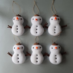 Xmas stuffed snowman set of 6 Christmas ornaments Snowmens image 3