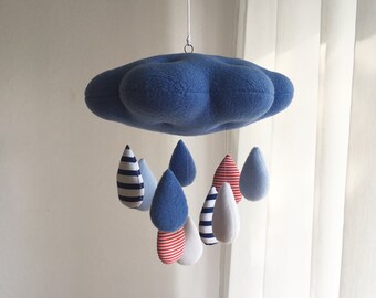 Ceiling Baby Mobile Nautical blue cloud with raindrop