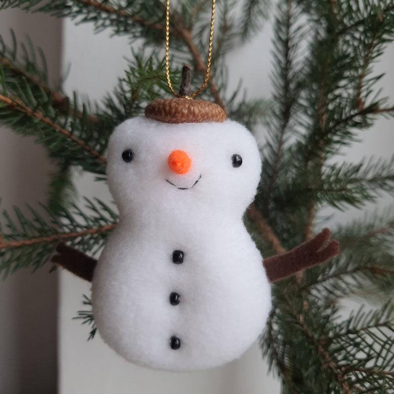 Xmas stuffed snowman set of 6 Christmas ornaments Snowmens image 2