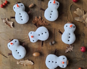 Xmas stuffed snowman set of 6 Christmas ornaments Snowmens