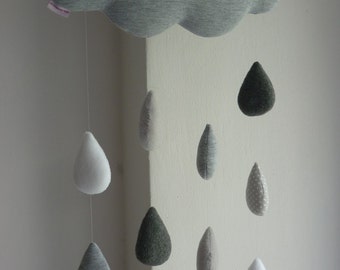 Cloud Baby crib Mobile, Grey Cloud Crib Mobile