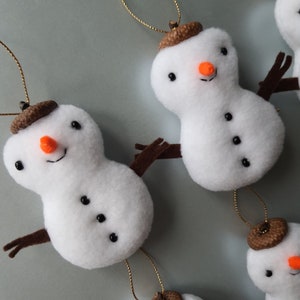 Xmas stuffed snowman set of 6 Christmas ornaments Snowmens image 6