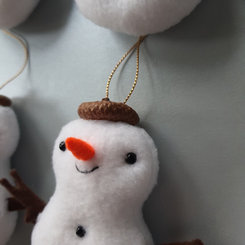 Xmas stuffed snowman set of 6 Christmas ornaments Snowmens image 7